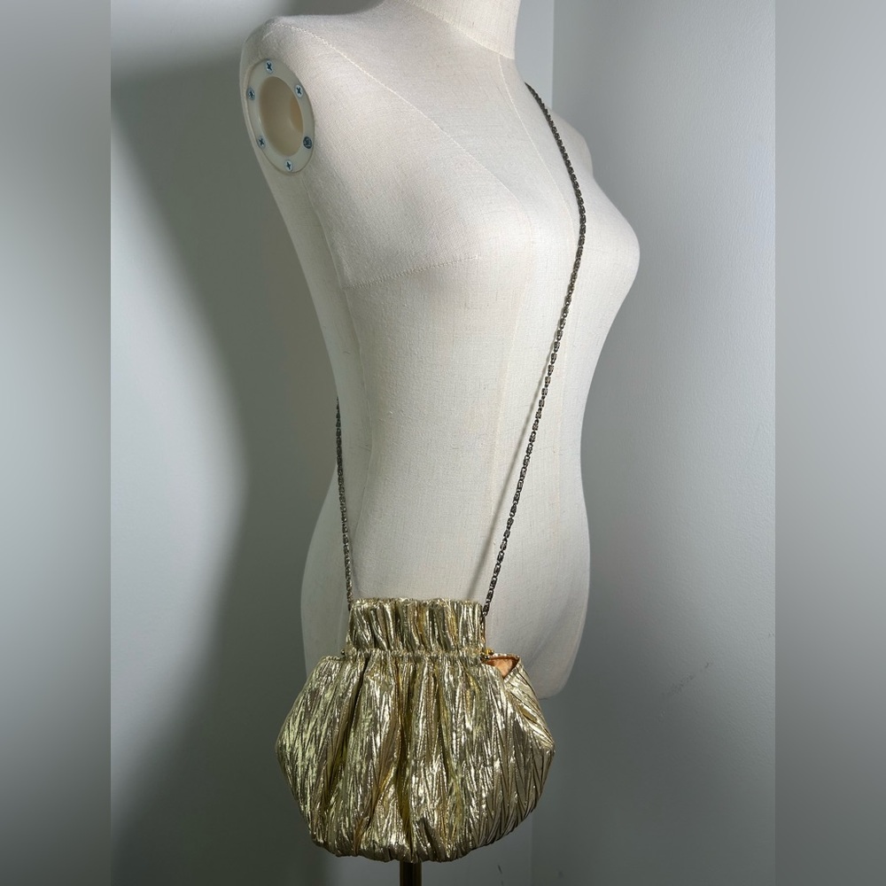 VTG 60s LA REGALE Ruffle Golden Evening Bag